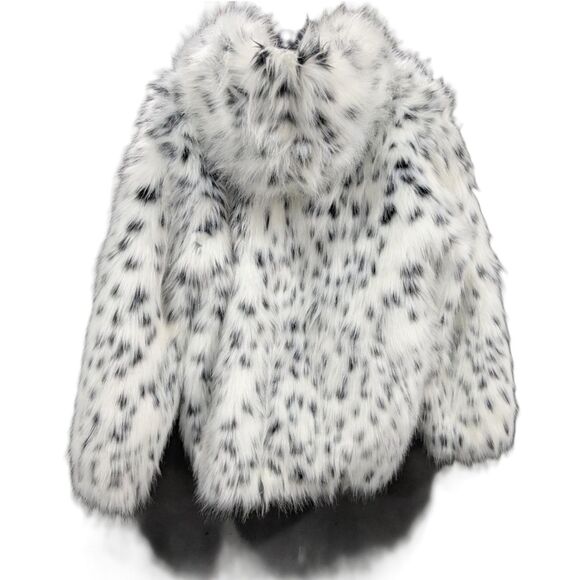 Like New Donna Salyers Fabulous Furs Snow Lynx Hooded Faux Fur Coat - Size Large - Picture 2 of 6